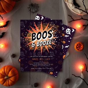 Lámina Invitación de Halloween para adultos Boos & Booze