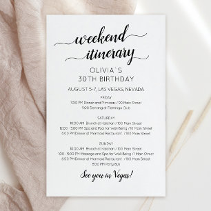 Lámina Invitación de Itinerario de Cumpleaños de Fin de S