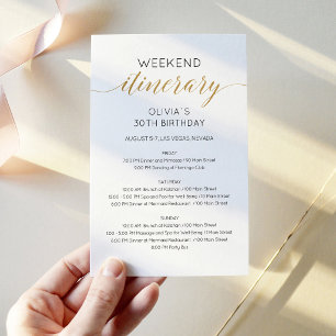 Lámina Invitación de itinerario de cumpleaños de fin de s