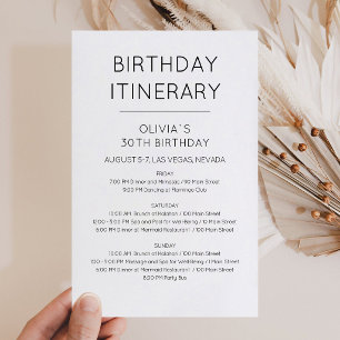Lámina Invitación de Itinerario de Cumpleaños de Fin de S
