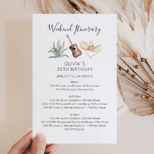 Lámina Invitación de itinerario de cumpleaños de fin de s