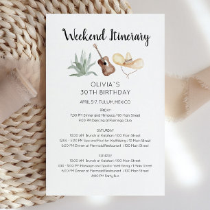 Lámina Invitación de itinerario de cumpleaños de fin de s