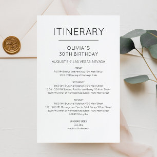Lámina Invitación de Itinerario de Cumpleaños de Fin de S