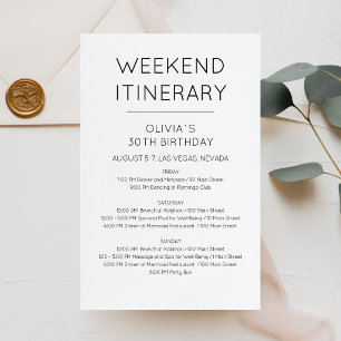 Lámina Invitación de Itinerario de Cumpleaños de Fin de S