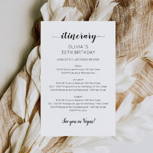 Lámina Invitación de itinerario de cumpleaños minimalista