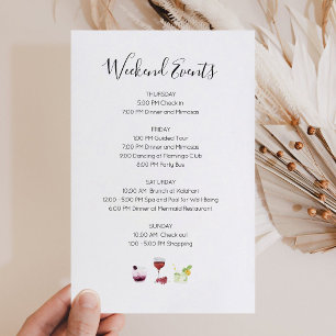 Lámina Invitación de Itinerario de Eventos Elegantes de F