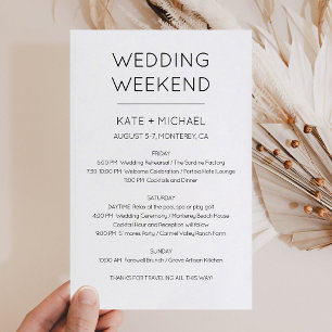 Lámina Invitación de itinerario de fin de semana de boda 
