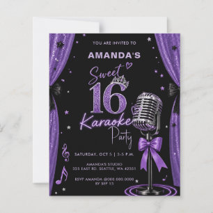 Lámina Invitación de karaoke para Sweet 16 con glamour ec