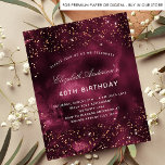 Lámina Invitación de la agata de oro burgundy de cumpleañ<br><div class="desc">Para una elegante fiesta de cumpleaños número 40 (o cualquier edad). Un batiburrillo en el fondo. Decorada con purpurinas falsos de oro rosa,  chispas. Personalice y agregue un nombre y detalles del fiesta. El nombre se escribe con un guión de estilo con letras a mano</div>