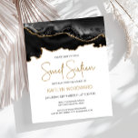 Lámina Invitación de la Agate de Oro Negro Presupuestado<br><div class="desc">Esta moderna invitación a los 16 años de Sweet presenta una acuarela de un ágate gede en tonos negros con finas notas de oro. Las palabras "Dulce Dieciséis" aparecen en un falso purpurina de oro en letra decorativa moderna de escritura a mano. Personalizar con el nombre del invitado de honor...</div>