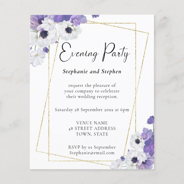 Lámina Invitación de la fiesta de boda geométrica de pres (Anverso)