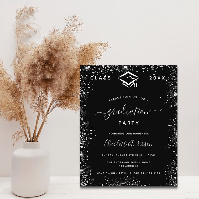 Lámina Invitación de la fiesta de graduación de plata neg (Subido por el creador)