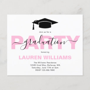 Lámina Invitación de la fiesta de graduación rosa con est