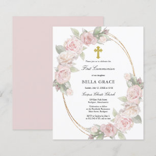 Lámina Invitación de la primera comunión a la floral rosa