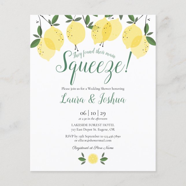 Lámina Invitación de limón de la pareja principal de la d (Anverso)