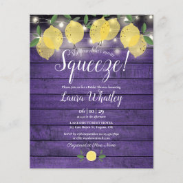 Lámina Invitación de limón exprimido morado para ducha de