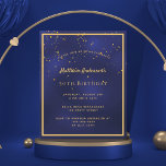 Lámina Invitación de los chicos de la fiesta de cumpleaño<br><div class="desc">Una moderna y moderna tarjeta de invitación de cumpleaños número 50 (o cualquier edad) para hombres, hombres y hombres. Un fondo azul oscuro, azul marino. El color azul es desigual. Con un marco de oro falso y un confetti dorado rociado, letras de colores dorados. Personalice y agregue la información de...</div>