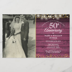 Lámina Invitación de madera para foto del 50 aniversario
