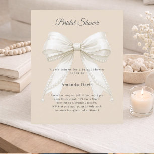 Lámina invitación de marfil champagne perla para despedid