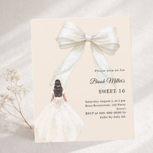 Lámina Invitación de marfil de lazo vestido champán dorad