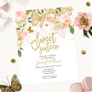 Lámina Invitación de Mariposa Dulces 16 Cumpleaños Presup