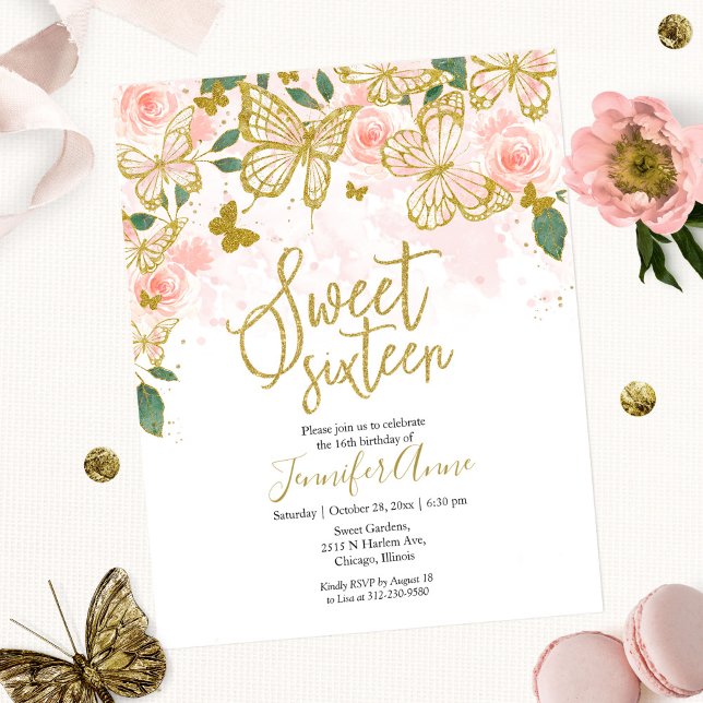 Lámina Invitación de Mariposa Dulces 16 Cumpleaños Presup (Subido por el creador)
