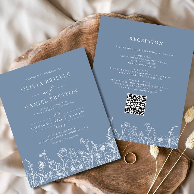 Lámina Invitación de matrimonio de código QR azul girator (Subido por el creador)