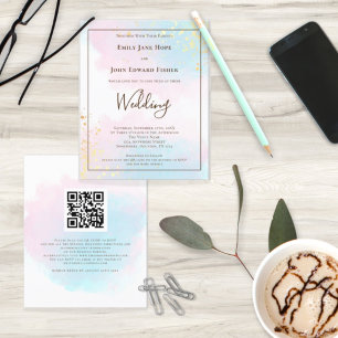 Lámina Invitación de matrimonio de código QR color de agu