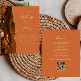 Lámina Invitación de matrimonio de código QR de Agate de