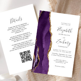 Lámina Invitación de matrimonio de código QR de Agate de