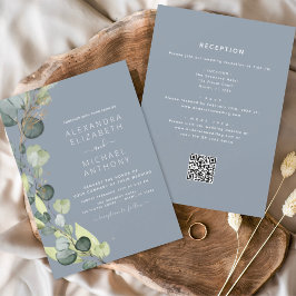 Lámina Invitación de matrimonio de código QR de Eucalyptu