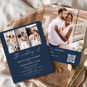 Lámina Invitación de matrimonio de código QR de la foto a