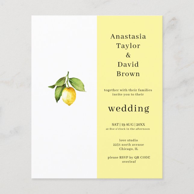 Lámina Invitación de matrimonio de código QR de limón ama (Anverso)