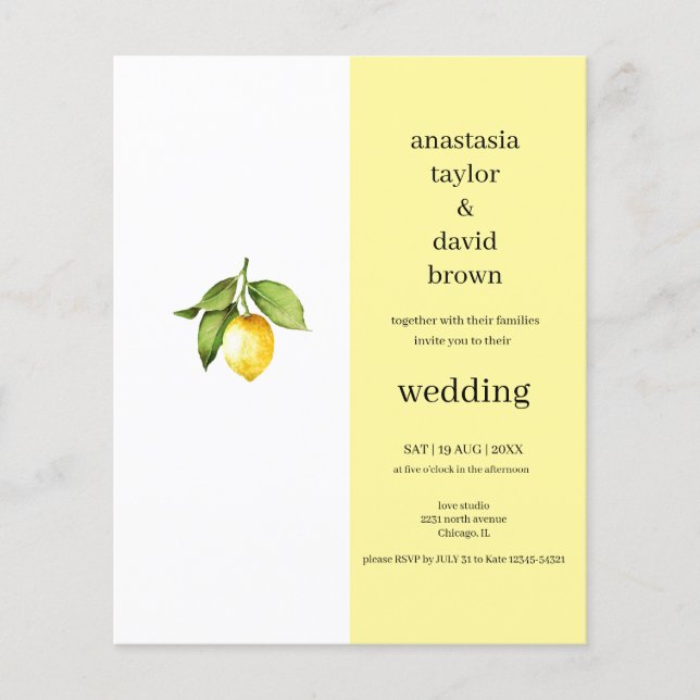 Lámina Invitación de matrimonio de código QR de limón ama (Anverso)