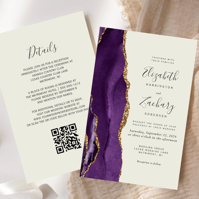 Lámina Invitación de matrimonio de código QR de marfil de (Subido por el creador)