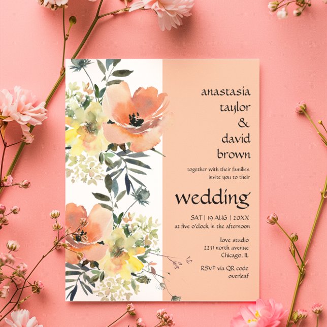 Lámina Invitación de matrimonio de código QR floral de ca (Subido por el creador)