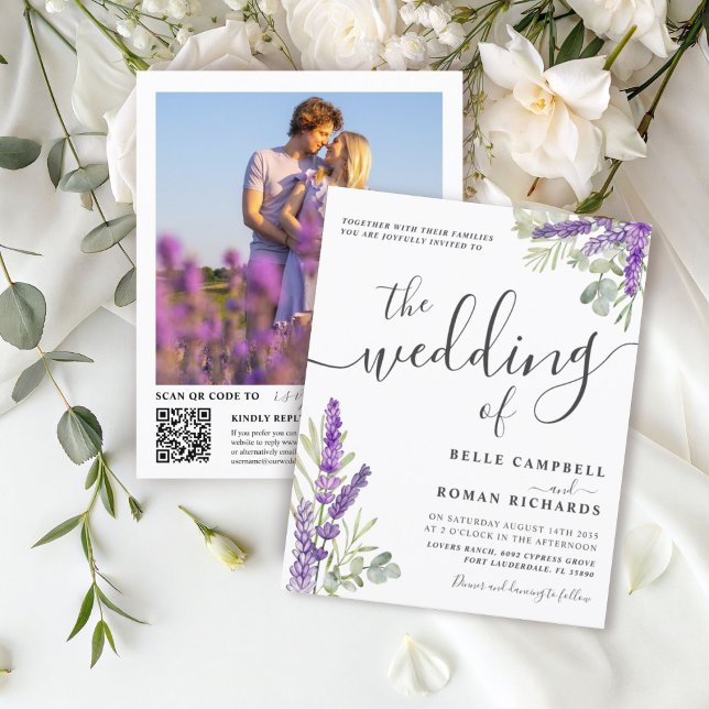 Lámina Invitación de matrimonio de código QR floral de la (Subido por el creador)