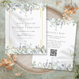 Lámina Invitación de matrimonio de código QR floral de Li