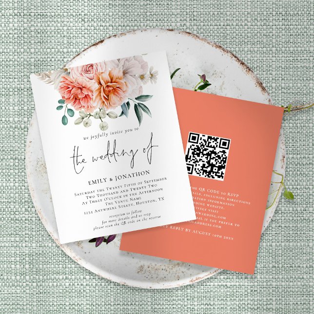 Lámina Invitación de matrimonio de código QR floral de pe (Subido por el creador)