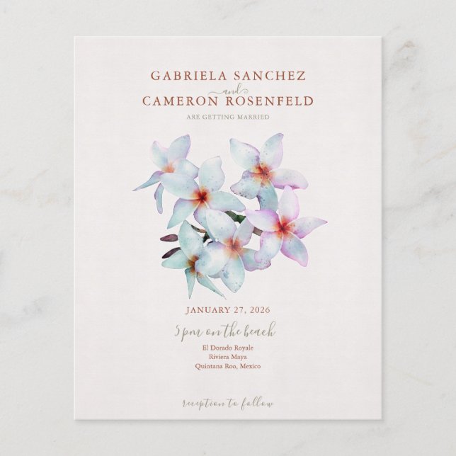 Lámina Invitación de matrimonio de código QR floral de te (Anverso)
