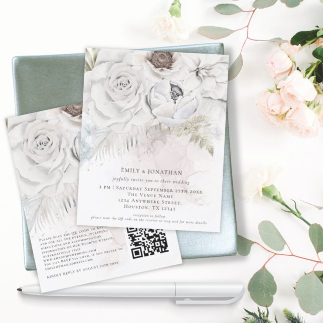 Lámina Invitación de matrimonio de código QR para florale (Subido por el creador)
