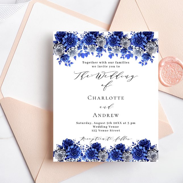 Lámina Invitación de matrimonio de flores azules azules r (Subido por el creador)