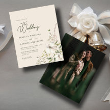 Invitación de matrimonio de foto de floral de colo