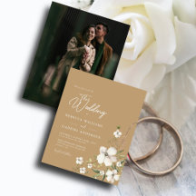 Invitación de matrimonio de foto de floral de colo