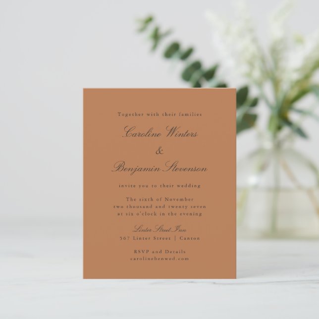 Lámina Invitación de matrimonio elegante de terracota de  (Anverso de pie)