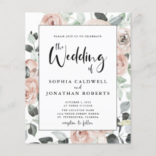 Lámina Invitación de matrimonio para Rosas de caligrafía 