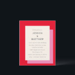 Lámina Invitación de matrimonio rojo rosado con negrita g<br><div class="desc">Invitación a la boda estilizada rosa rosada geométrica moderna con estilo rosa</div>