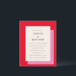 Lámina Invitación de matrimonio rojo rosado con negrita g<br><div class="desc">Invitación a la boda estilizada rosa rosada geométrica moderna con estilo rosa</div>