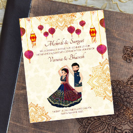 Lámina Invitación de Mehndi y sangeet a una linda pareja 