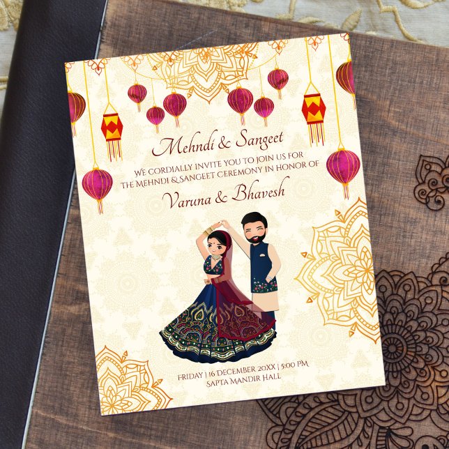 Lámina Invitación de Mehndi y sangeet a una linda pareja  (Subido por el creador)